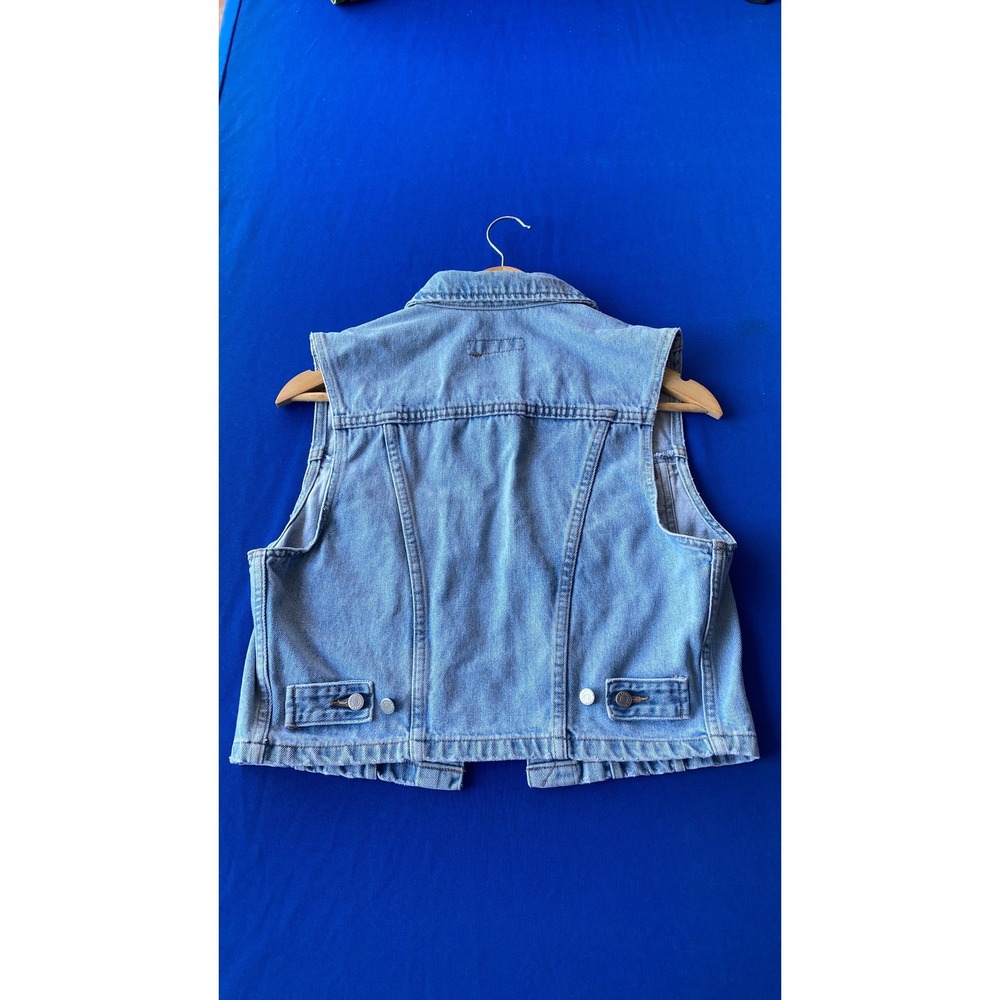 Banana Republic Vintage Denim Crop Vest Light Wash Blue Cotton Womens Small USA - Picture 6 of 6